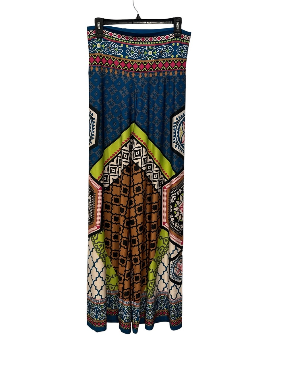 Flying Tomato Printed Wide Leg Pants in Blue, Brown & Green